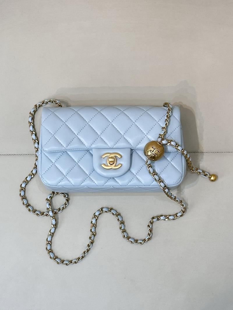 Small Chanel Lambskin Flap Bag Light Blue AS1787