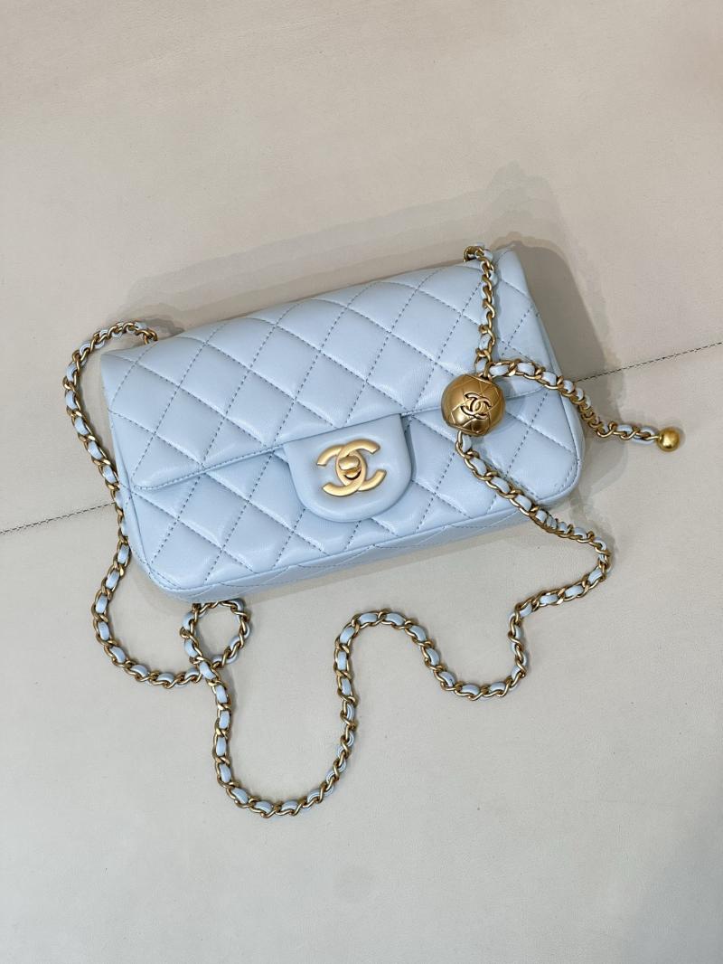 Small Chanel Lambskin Flap Bag Light Blue AS1787