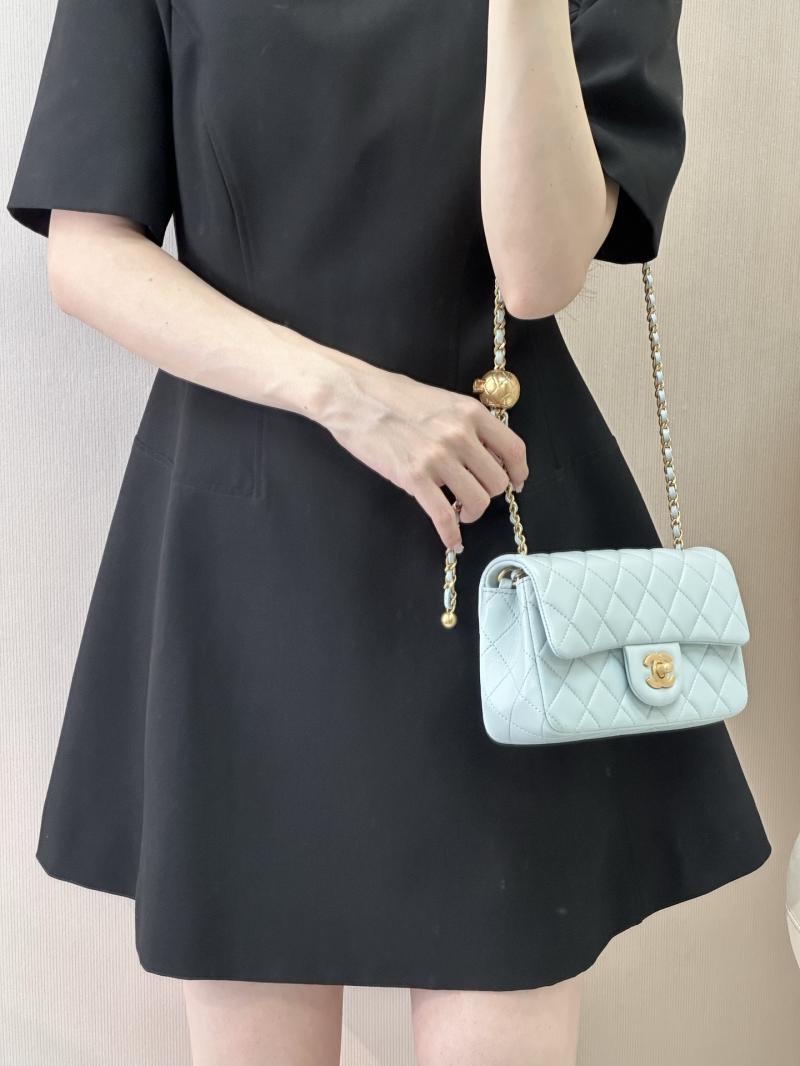 Small Chanel Lambskin Flap Bag Light Blue AS1787