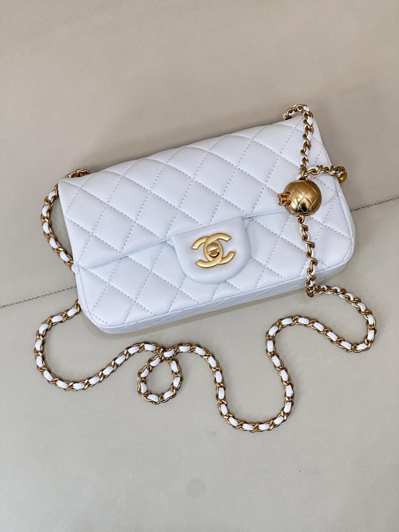 Small Chanel Lambskin Flap Bag White AS1787