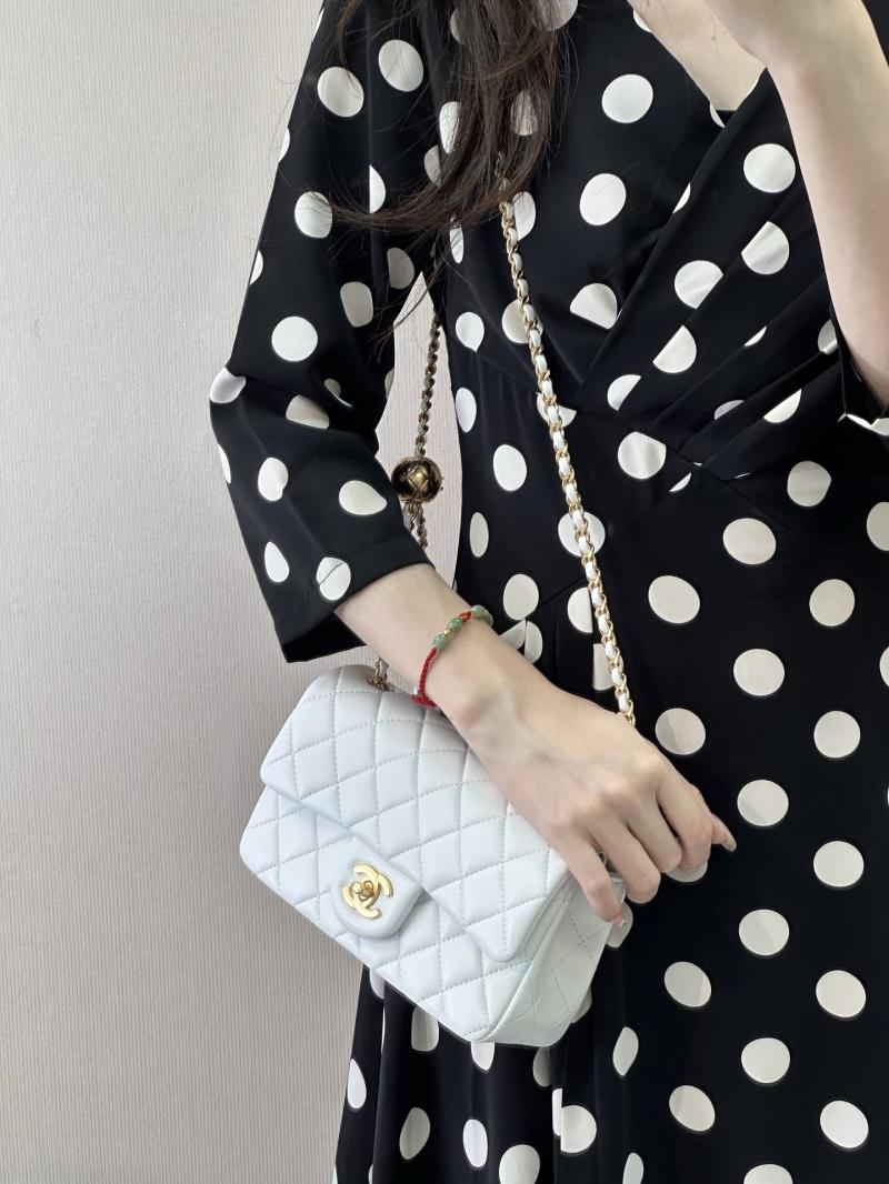 Small Chanel Lambskin Flap Bag White AS1787