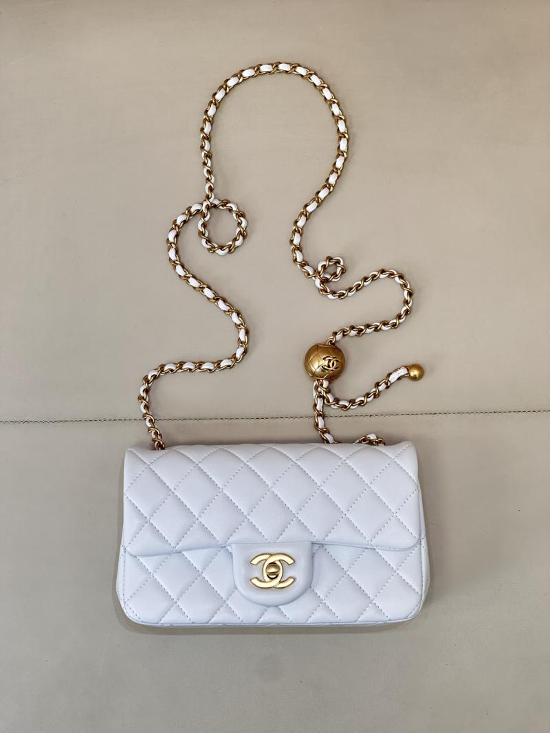 Small Chanel Lambskin Flap Bag White AS1787