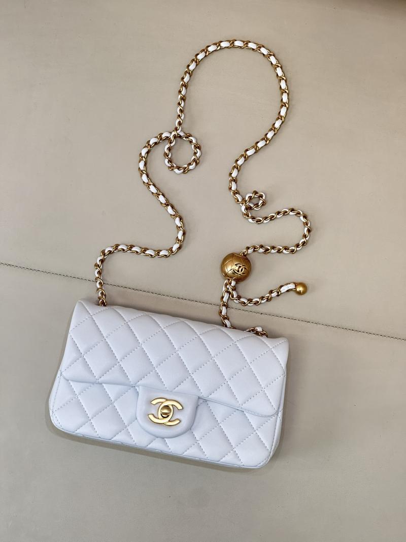 Small Chanel Lambskin Flap Bag White AS1787