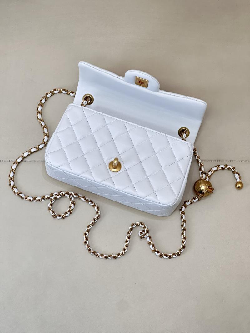Small Chanel Lambskin Flap Bag White AS1787