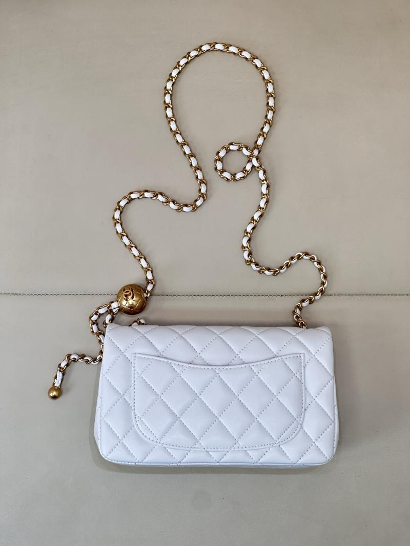 Small Chanel Lambskin Flap Bag White AS1787