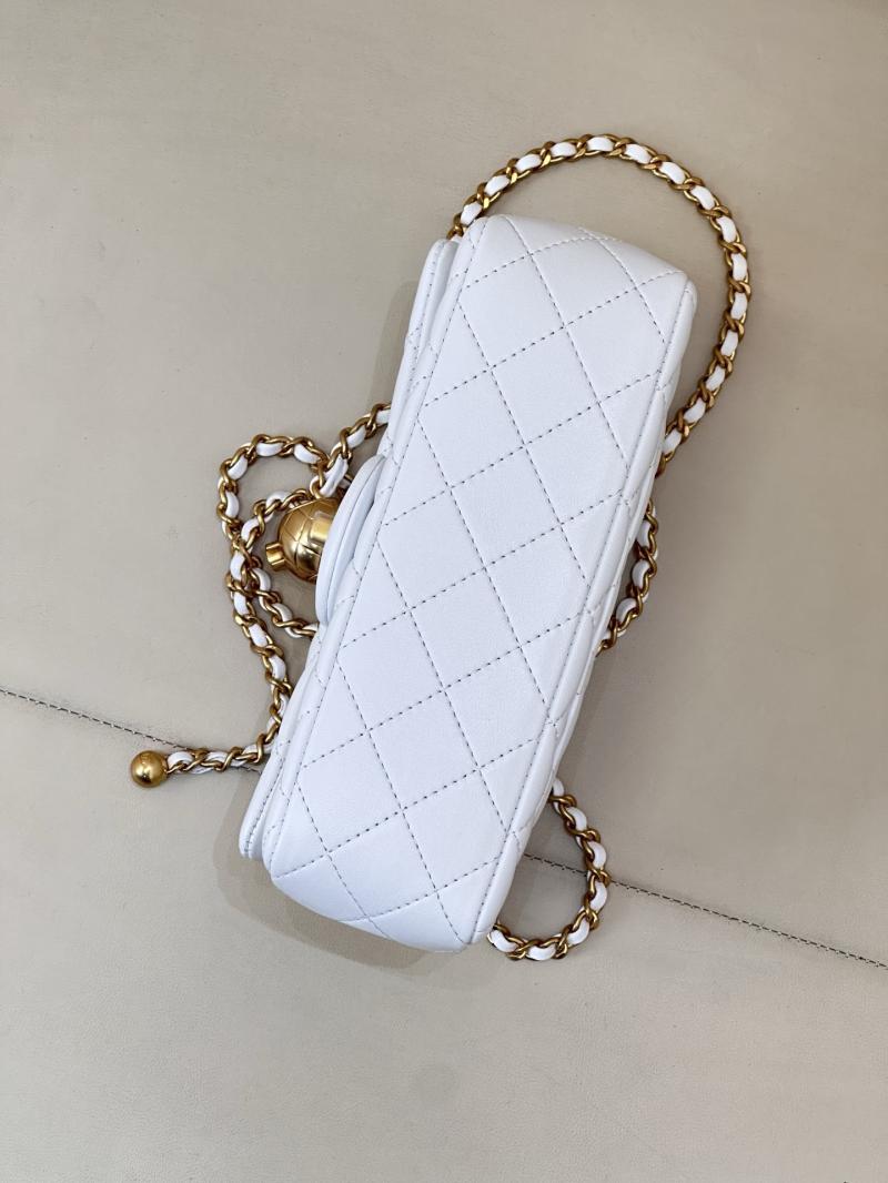 Small Chanel Lambskin Flap Bag White AS1787