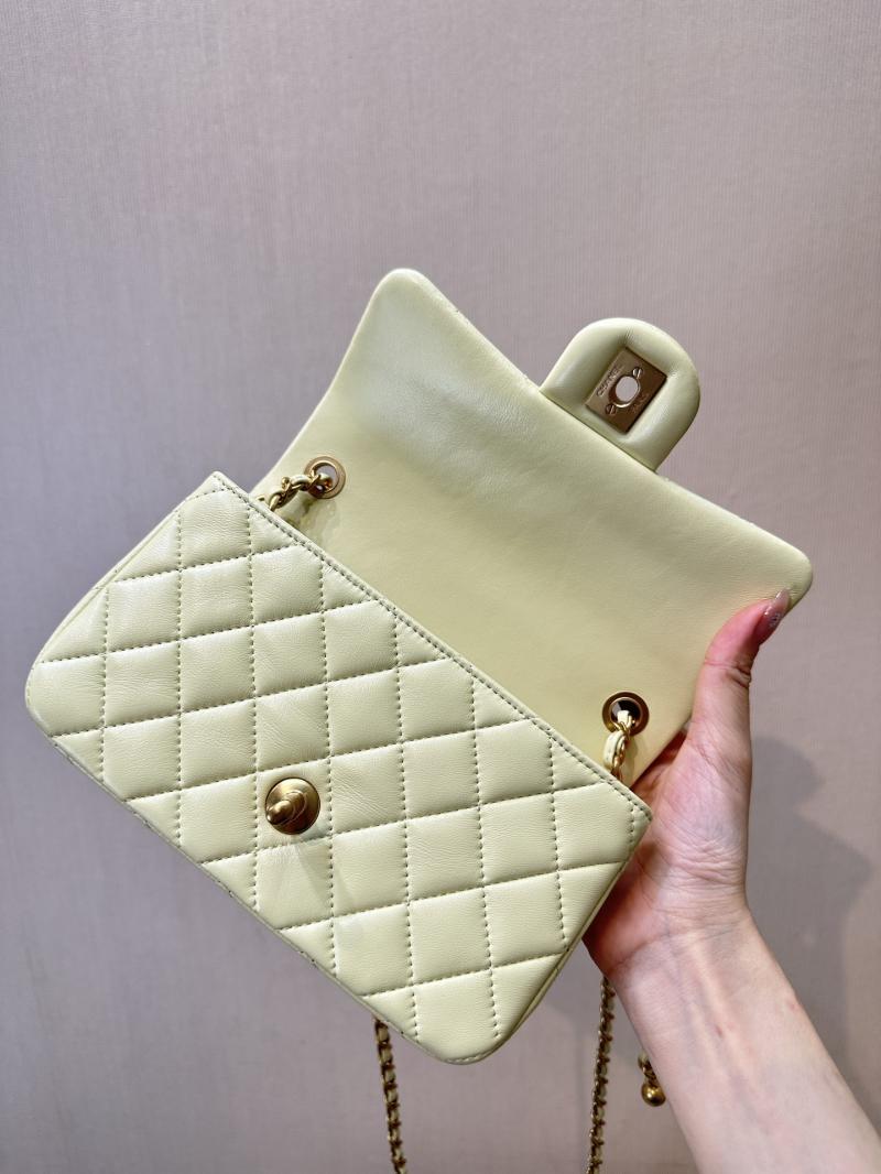 Small Chanel Lambskin Flap Bag Yellow AS1787