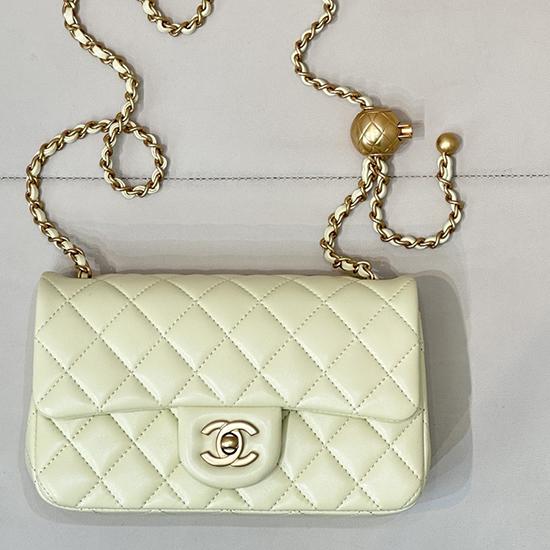 Small Chanel Lambskin Flap Bag Yellow AS1787