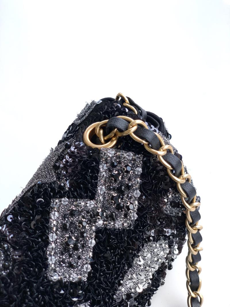 Small Chanel Sequins Embellished Flap Bag Black AS2508