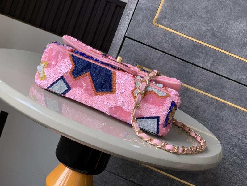 Small Chanel Sequins Embellished Flap Bag Pink AS2508