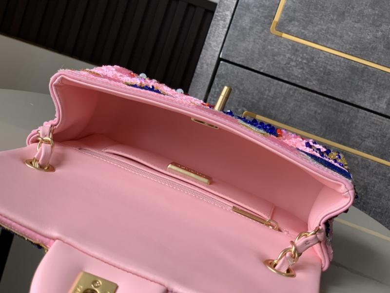 Small Chanel Sequins Embellished Flap Bag Pink AS2508