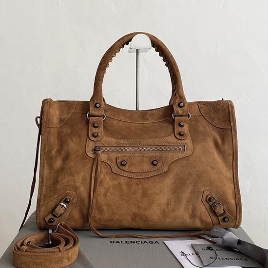 Balenciaga Le City Medium Suede Bag Brown 823058