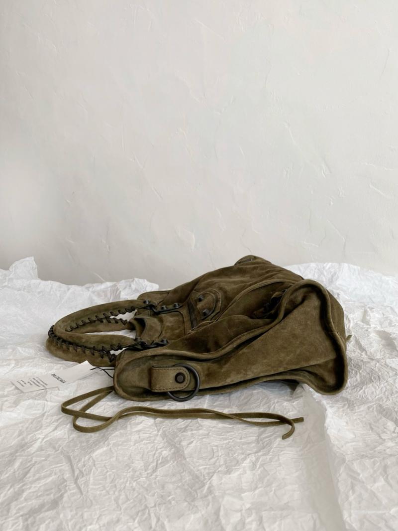 Balenciaga Le City Medium Suede Bag Green 823058
