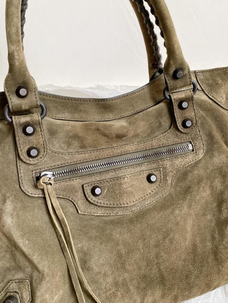 Balenciaga Le City Medium Suede Bag Green 823058