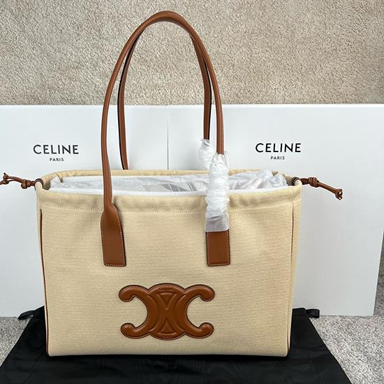 Celine Canvas Cabas Drawstring Triomphe Beige C199973