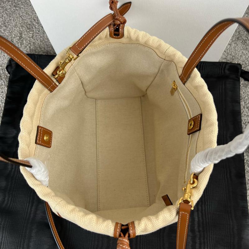 Celine Canvas Small Cabas Drawstring Triomphe Beige C111013