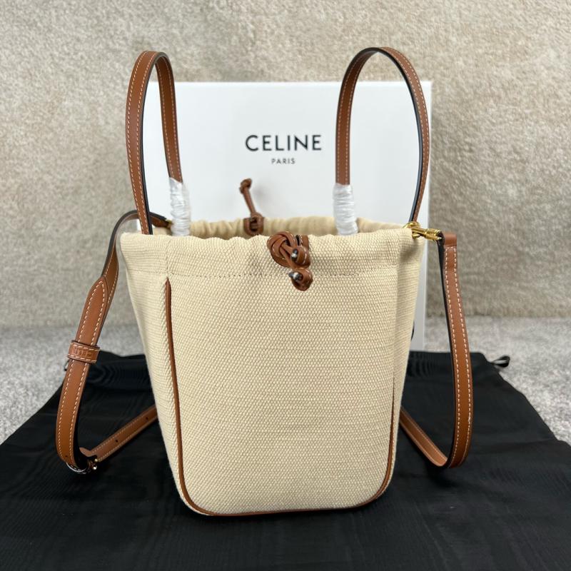 Celine Canvas Small Cabas Drawstring Triomphe Beige C111013