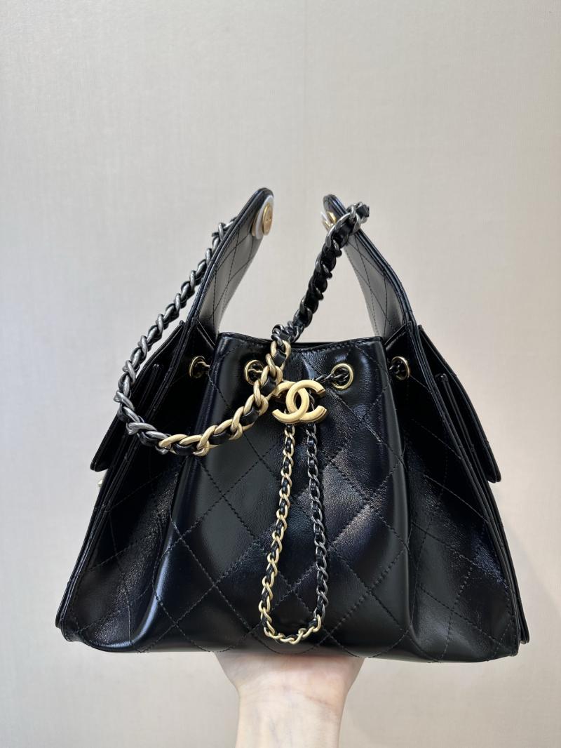 Chanel 25 Shiny Calfskin Small Handbag Black AS5293