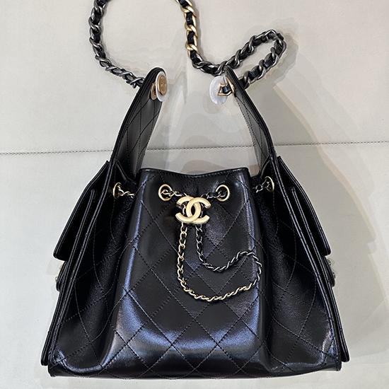 Chanel 25 Shiny Calfskin Small Handbag Black AS5293