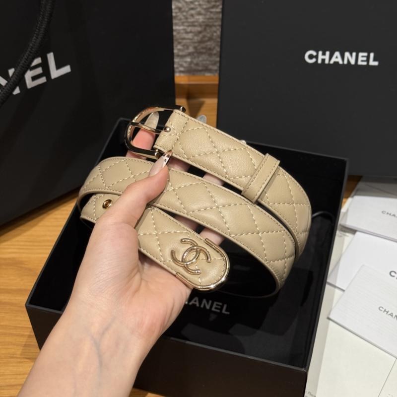Chanel 3cm Leather Belt Beige BCB90606