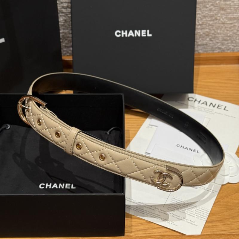 Chanel 3cm Leather Belt Beige BCB90606