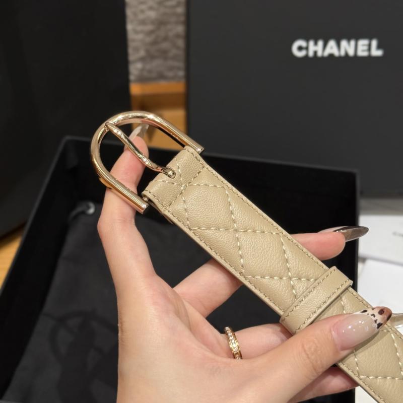 Chanel 3cm Leather Belt Beige BCB90606