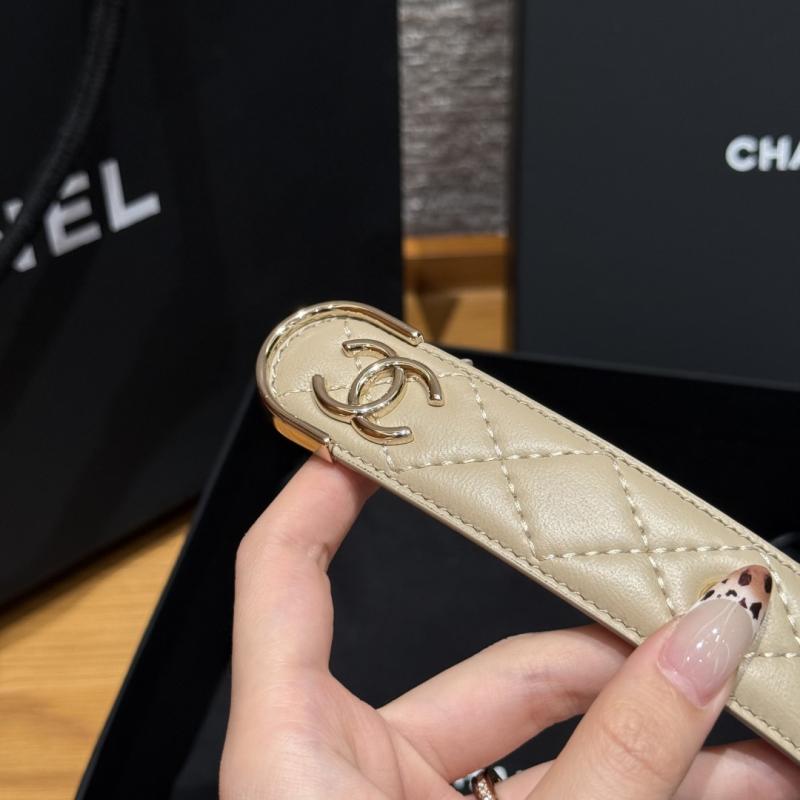 Chanel 3cm Leather Belt Beige BCB90606