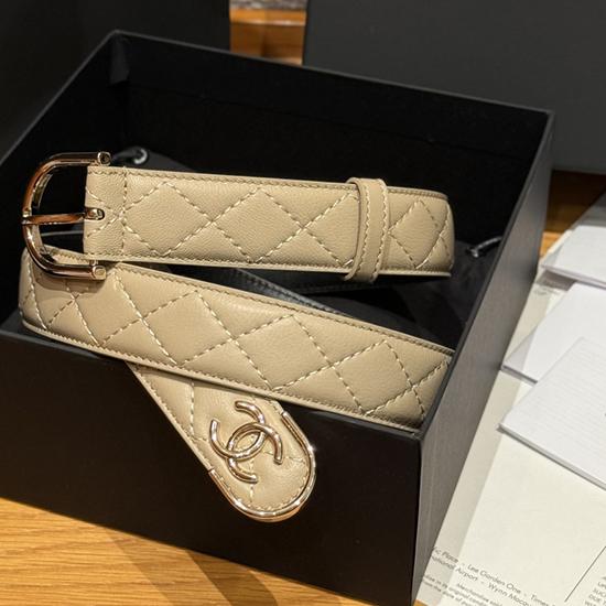 Chanel 3cm Leather Belt Beige BCB90606