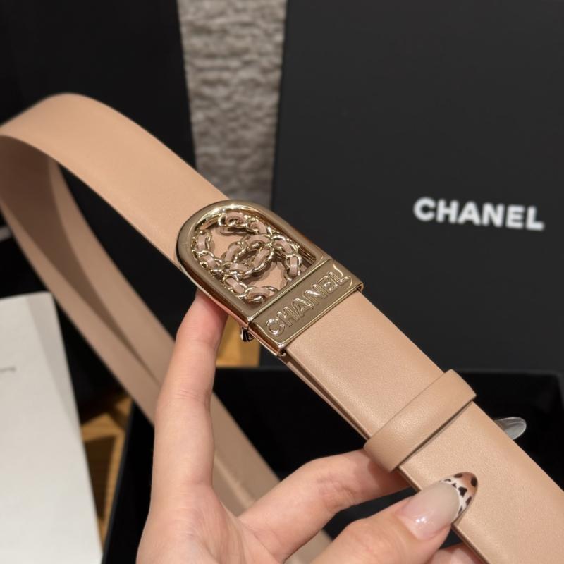 Chanel 3cm Leather Belt Beige with Gold BCB90608
