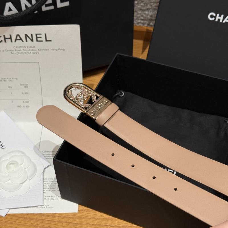 Chanel 3cm Leather Belt Beige with Gold BCB90608