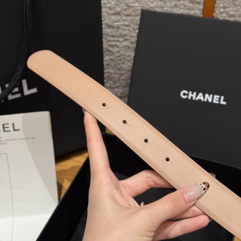 Chanel 3cm Leather Belt Beige with Gold BCB90608