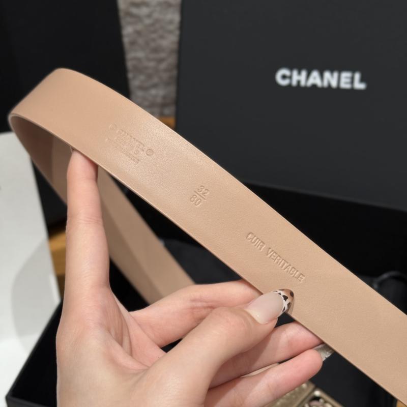 Chanel 3cm Leather Belt Beige with Gold BCB90608