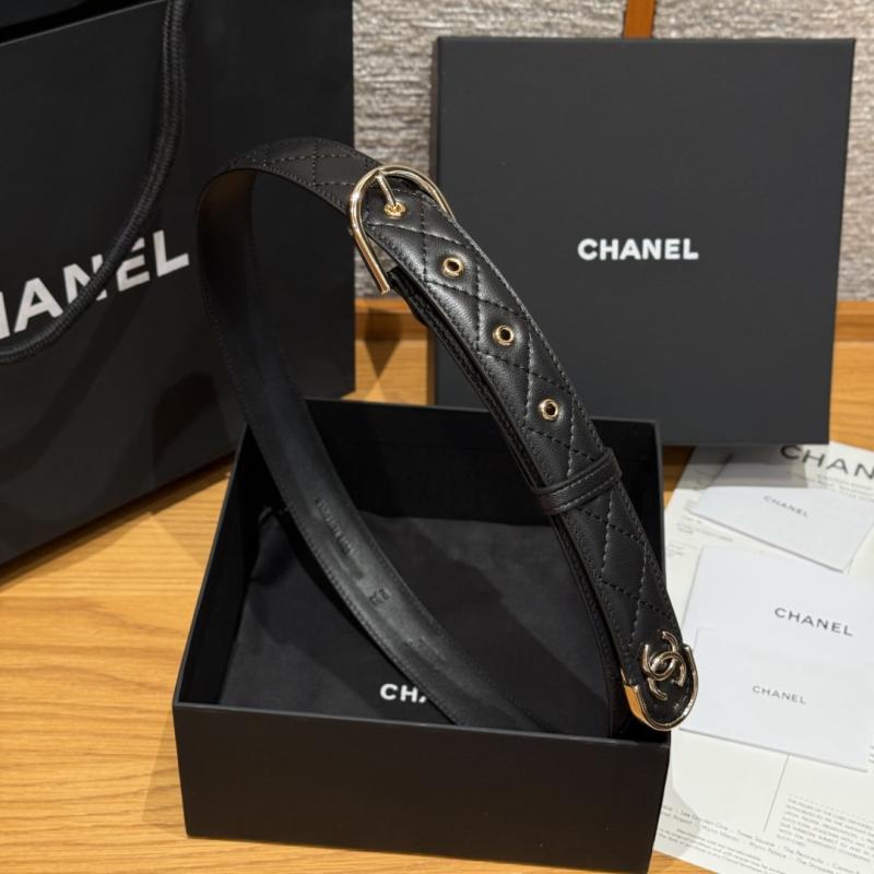 Chanel 3cm Leather Belt Black with Gold BCB90606