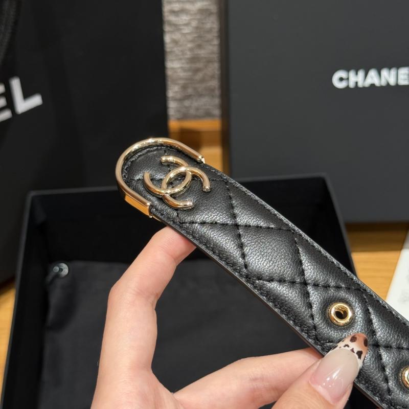 Chanel 3cm Leather Belt Black with Gold BCB90606