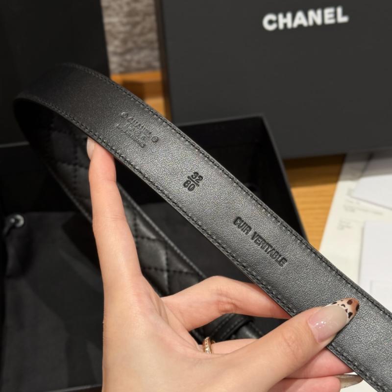 Chanel 3cm Leather Belt Black with Gold BCB90606