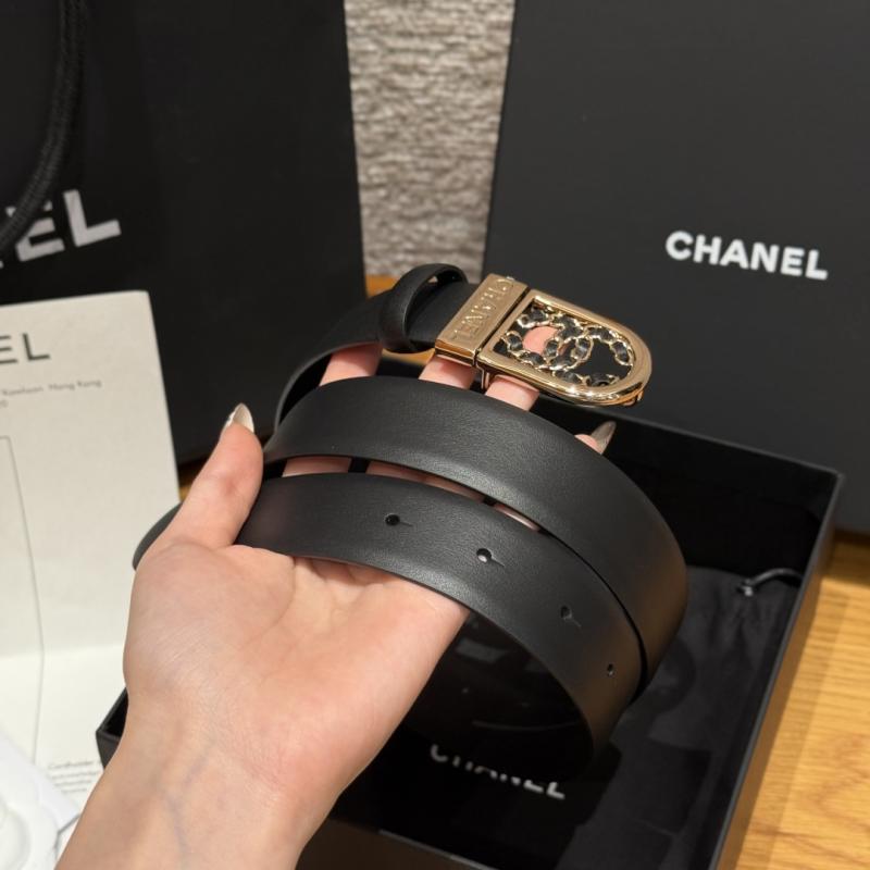 Chanel 3cm Leather Belt Black with Gold BCB90608