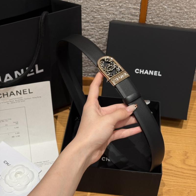 Chanel 3cm Leather Belt Black with Gold BCB90608
