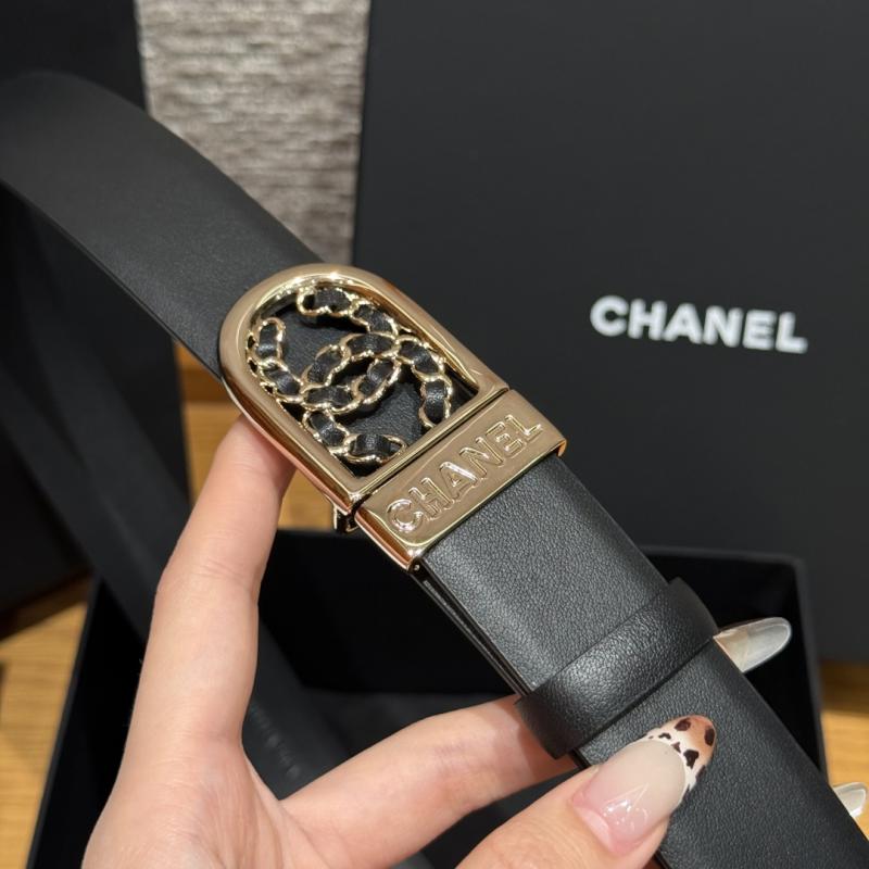 Chanel 3cm Leather Belt Black with Gold BCB90608