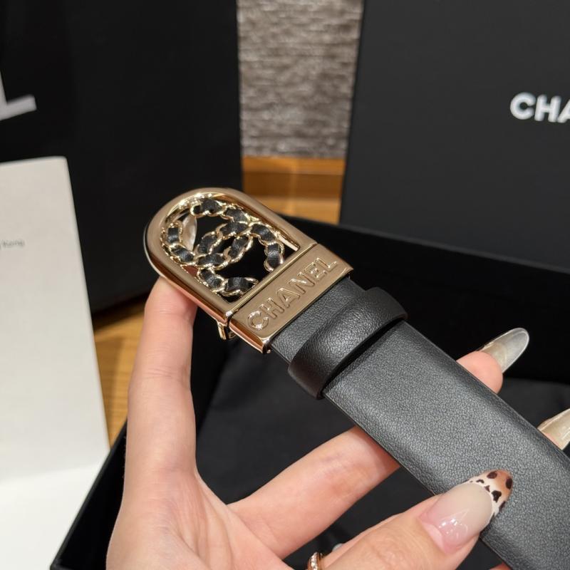 Chanel 3cm Leather Belt Black with Gold BCB90608