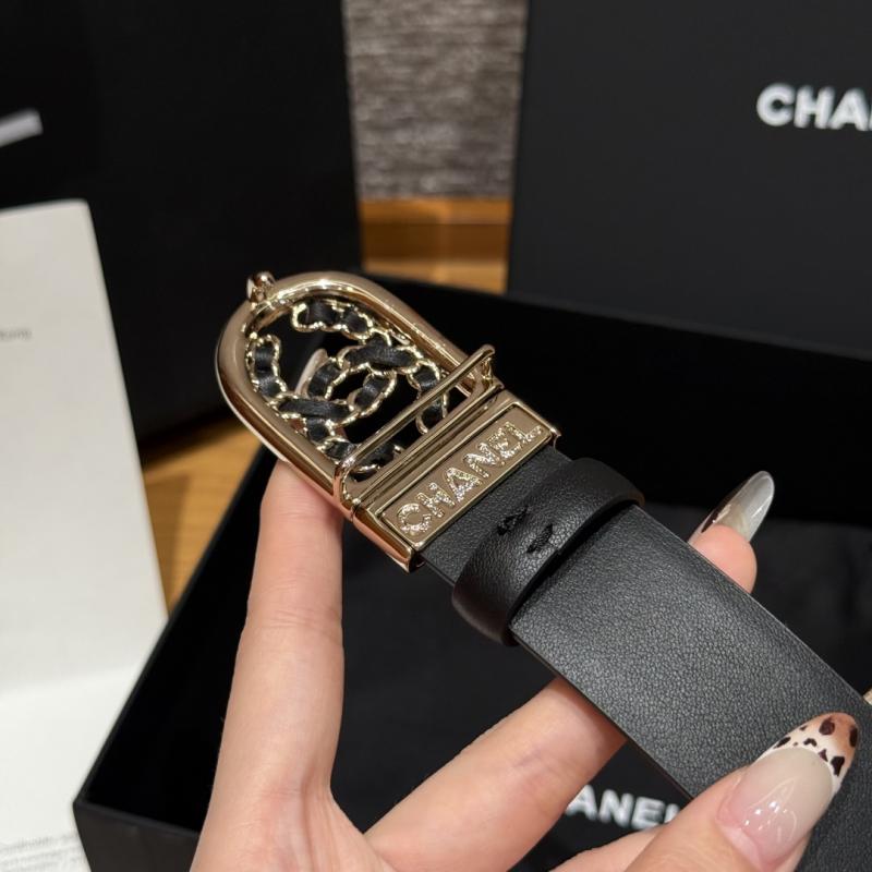 Chanel 3cm Leather Belt Black with Gold BCB90608