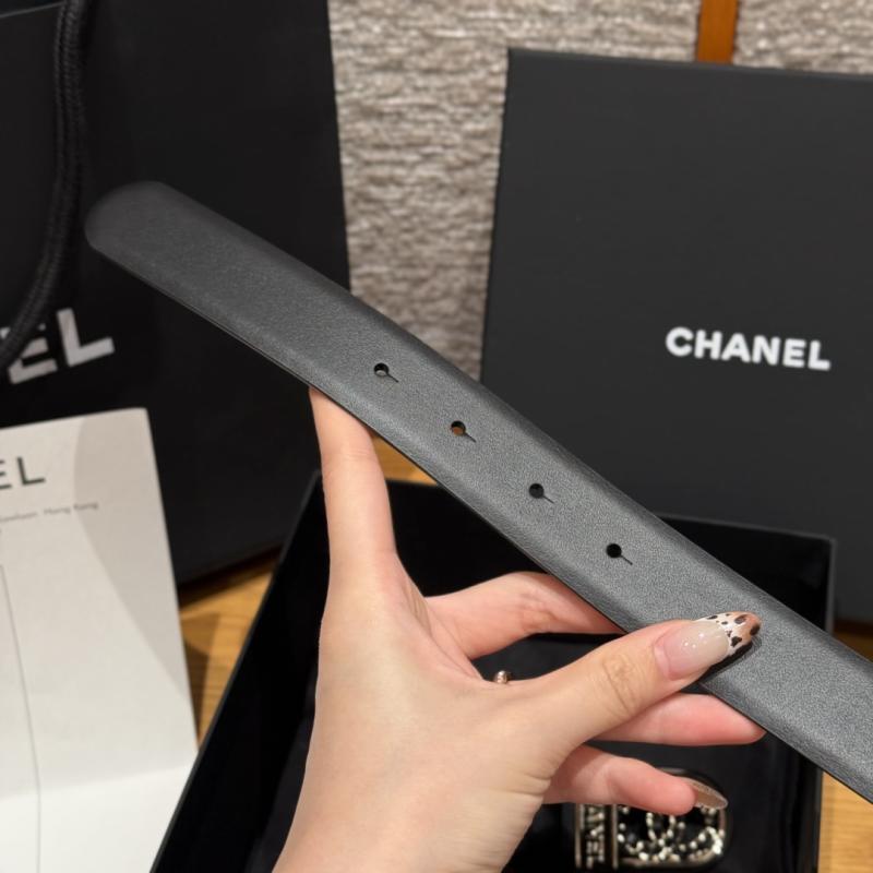 Chanel 3cm Leather Belt Black with Gold BCB90608