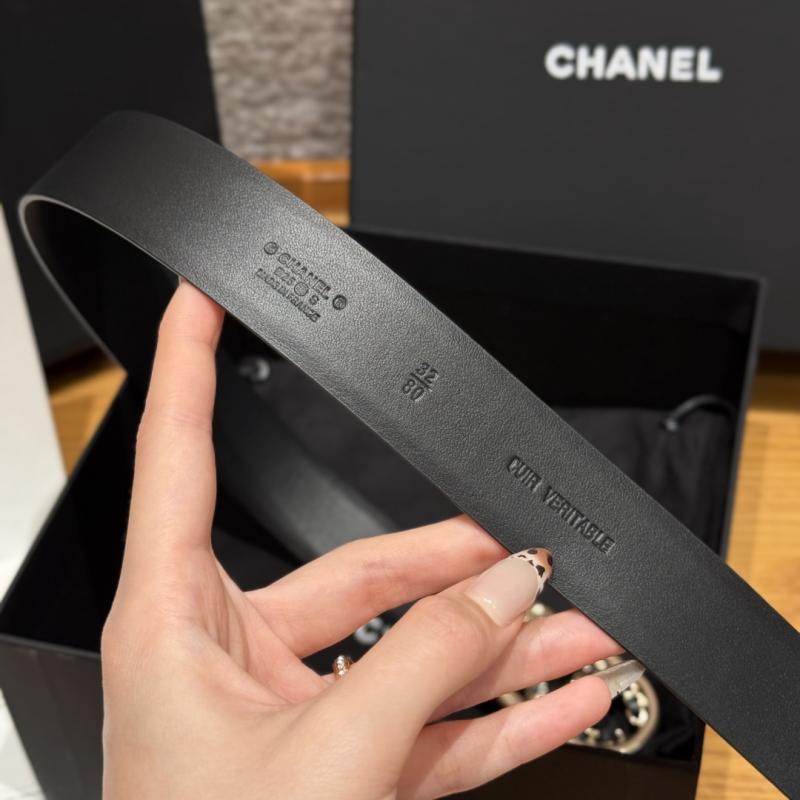 Chanel 3cm Leather Belt Black with Gold BCB90608