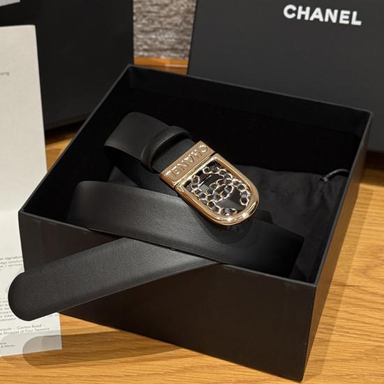 Chanel 3cm Leather Belt Black with Gold BCB90608