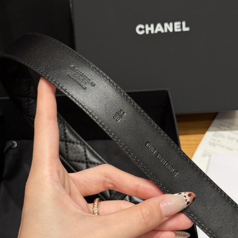 Chanel 3cm Leather Belt Black with Silver BCB90606