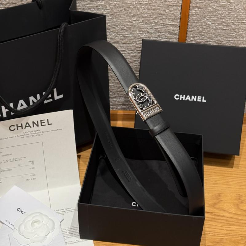 Chanel 3cm Leather Belt Black with Silver BCB90608