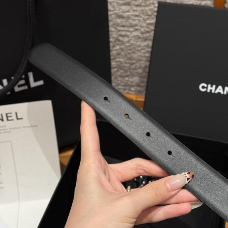 Chanel 3cm Leather Belt Black with Silver BCB90608