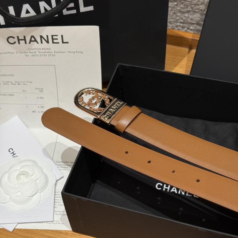 Chanel 3cm Leather Belt Brown BCB90608