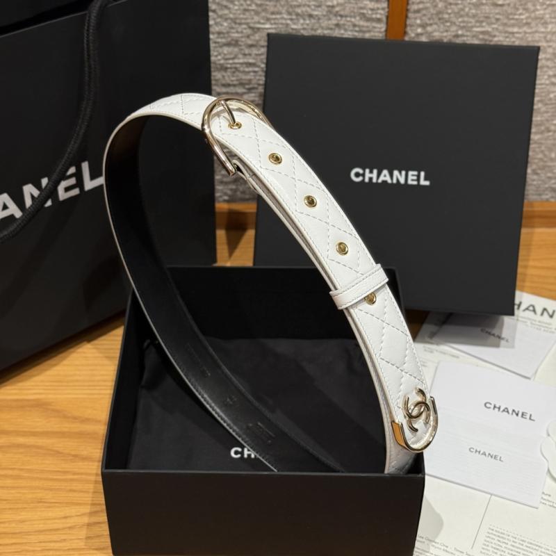 Chanel 3cm Leather Belt White BCB90606