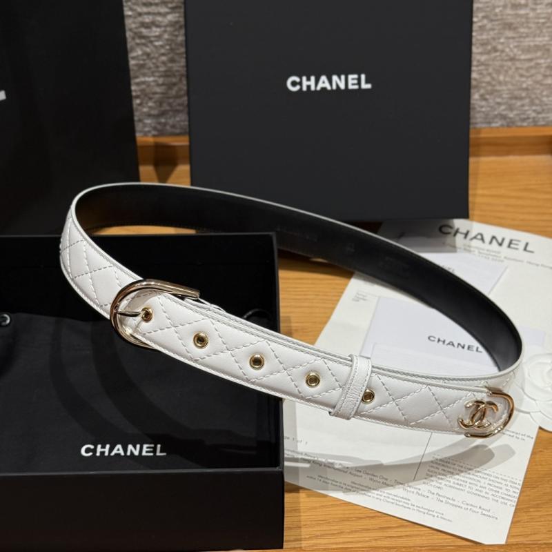 Chanel 3cm Leather Belt White BCB90606