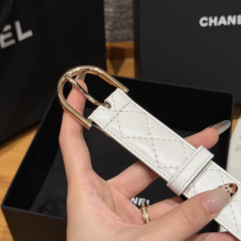 Chanel 3cm Leather Belt White BCB90606